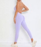 EVE Backless Solid Color Tight Sport Jumpsuit GQSA-9150
