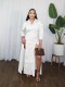 EVE V Neck Solid Color Split Shirt Dress GFDY-1359