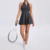 EVE Solid Color Sleeveless Halterneck Sport Mini Dress GQSA-QS521