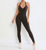 EVE Backless Solid Color Tight Sport Jumpsuit GQSA-9150