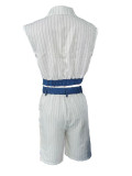 EVE Patchwork Sleeveless Vest Two Piece Short Set GSXK-SX0502