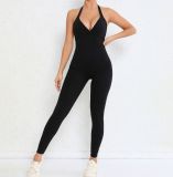 EVE Backless Solid Color Tight Sport Jumpsuit GQSA-9150