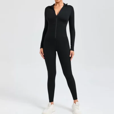 EVE Long Sleeve Zipper Solid Sport Skinny Jumpsuit GQSA-10041