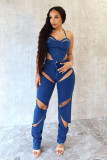 EVE Solid Color Hollow Out Sling Two Piece Pants Set YRST-T064