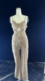 EVE Hollow Out Bandage Denim Sling Jumpsuit YRST-T065