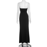 EVE Wrap Chest Solid Color Maxi Dress GSZM-C25DS236