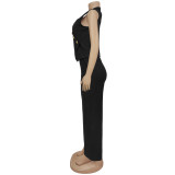 EVE Sleeveless V Neck Slim Jumpsuit BY-7496