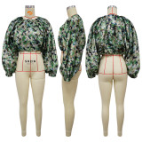 EVE Bat Sleeve Zipper Print Coats YF-10873