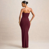EVE Wrap Chest Solid Color Maxi Dress GSZM-C25DS236