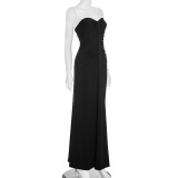 EVE Wrap Chest Solid Color Maxi Dress GSZM-C25DS236