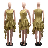 SC Irregular Solid Color Mini Dress CYA-902036
