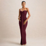 EVE Wrap Chest Solid Color Maxi Dress GSZM-C25DS236