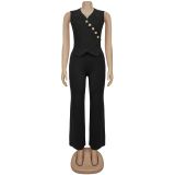 EVE Sleeveless V Neck Slim Jumpsuit BY-7496