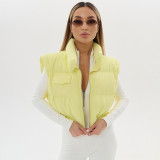 EVE Solid Color Sleeveless Zipper Cotton Vest Jacket GSZM-Y25TP352