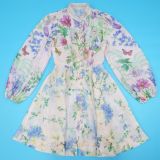 EVE Printed Lantern Sleeve Mini Dress(With Belt) YF-10872