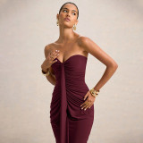 EVE Wrap Chest Solid Color Maxi Dress GSZM-C25DS236