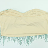 SC Fashion Tassel Wrap Chest Two Piece Skirts Set CYA-901984