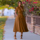 EVE Long Sleeve Solid Color Midi Dress YF-20105