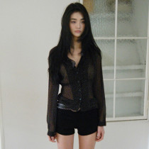 EVE Polka Dot Print  Long Sleeve Sunscreen T-shirt GLRF-NK40089