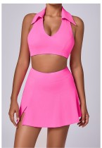 SC Solid Color Lapel Sport Two Piece Skirts Set GQSA-19173+6358