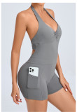 SC Halterneck Solid Color Yoga Sport Romper GQSA-51001