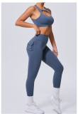 SC Solid Color Sleeveless Sport Yoga Two Piece Pants Set GQSA-59520/8020