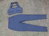 SC Solid Color Sleeveless Sport Yoga Two Piece Pants Set GQSA-59520/8020