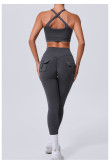 SC Solid Color Sleeveless Sport Yoga Two Piece Pants Set GQSA-59520/8020