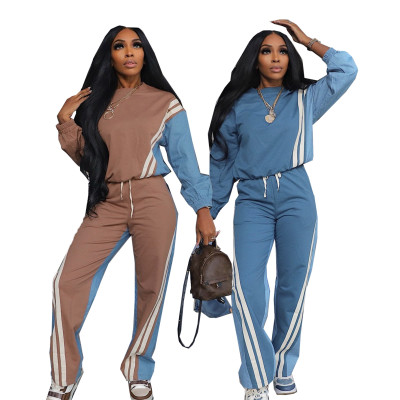 EVE Color Block Stripe Sport Two Piece Pants Set SFY-778