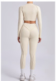 EVE Solid Color Long Sleeve Yoga Sport Pants Suit GQSA-24129/87652