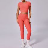 EVE Solid Color Backless Yoga Two Piece Pants Set GQSA-71240/46324