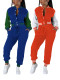 EVE Contras Color Single Breasted Two-piece Pants Set FENF-6048