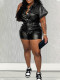 EVE Short Sleeve Leather Slim Romper YH-5338