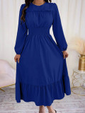 EVE Solid Color Long Sleeve Loose Midi Dress OMY-12013
