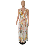 EVE Deep V-neck Backless Chiffon Maxi Dress NK-8212