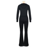 EVE Solid Color Long Sleeve Zipper Pants Suit ASL-6806