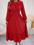 EVE Solid Color Long Sleeve Loose Midi Dress OMY-12013