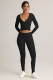 EVE V Neck Long Sleeve Solid Two Piece Pants Set GXYF-0483