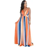 EVE Deep V-neck Backless Chiffon Maxi Dress NK-8212