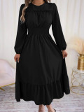 EVE Solid Color Long Sleeve Loose Midi Dress OMY-12013