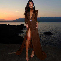 EVE Sexy Deep V Neck Split Maxi Dress GYME-K25D78473
