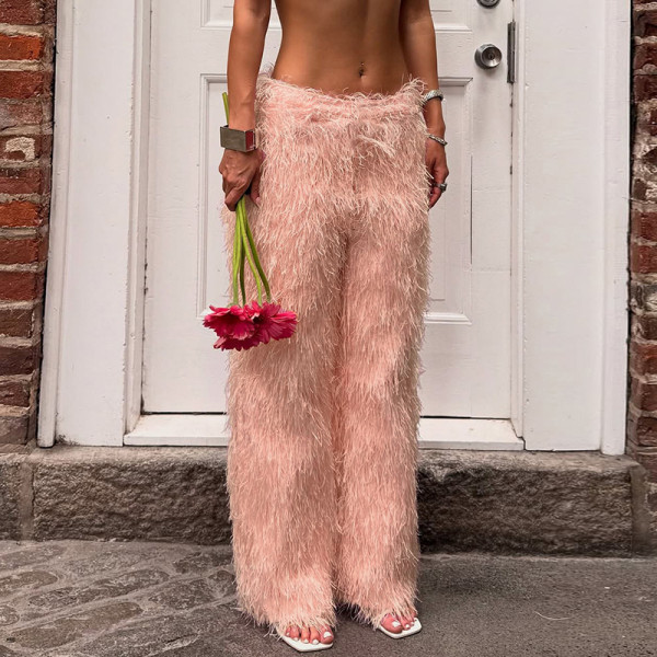 EVE Color Plush High Waisted Straight Warm Pants GYME-K25P79675