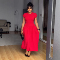 EVE Plus Size Solid Color Pleated Maxi Dress NY-11181