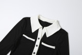 EVE Contrast Color Lapel Long Sleeve Romper GYME-K25Q76877