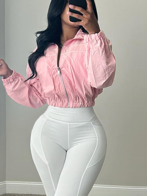 EVE Zipper Patchwork Long Sleeve Waterproof Coat OMY-12018