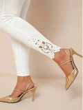 EVE Solid Color Lace Patchwork Pants GDYF-3518