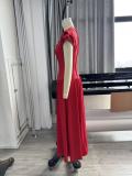 EVE Plus Size Solid Color Pleated Maxi Dress NY-11181