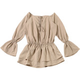 EVE One Shoulder Solid Color Flare Sleeve Mini Dress GYME-K25D76712