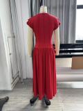 EVE Plus Size Solid Color Pleated Maxi Dress NY-11181