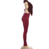 EVE Sexy Backless Halterneck Two Piece Pants Set GSLF-K25S79575